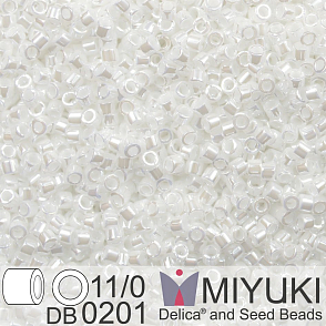Korálky Miyuki Delica 11/0. Barva White Pearl Ceylon  DB0201. Balení 5g.