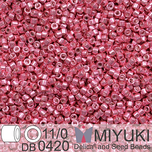 Korálky Miyuki Delica 11/0. Barva Galvanized Dark Coral DB0420. Balení 5g