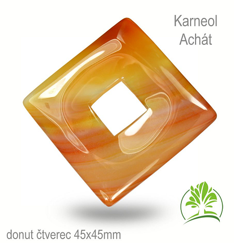 Karneol Achát čtverec donut-o velikosti 45x45mm tl.6,5mm.