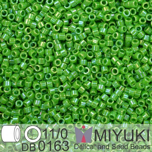 Korálky Miyuki Delica 11/0. Barva Op Green AB DB0163. Balení 5g.