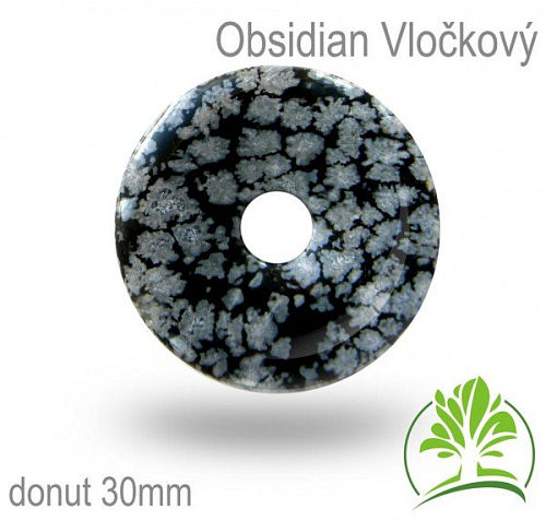 Obsidian vločkový donut-o pr. 30mm tl.4,5mm.