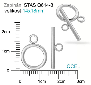 Zapínání (americké)  OCEL ozn.-STAS-Q614-8. velikost 14x18mm.