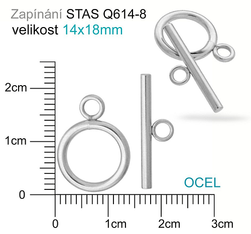 Zapínání (americké)  OCEL ozn.-STAS-Q614-8. velikost 14x18mm.