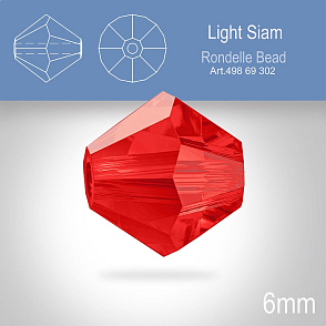 PRECIOSA Bicone MC BEAD (sluníčko) velikost 6mm. Barva LIGHT SIAM. Balení 18ks .