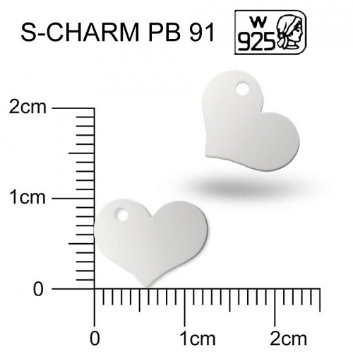 Přívěsek tvar SRDCE ozn.PB 91. Materiál Ag925. Váha 0,37g