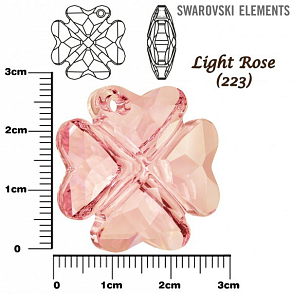 SWAROVSKI 6764 CLOVER Pendant barva LIGHT ROSE velikost 28mm.