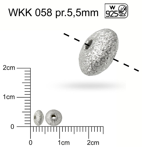 Korálek tvar ČOČKA ozn.WKK 058 velikost pr.5,5mm. Materiál Ag925. Váha 0,12g