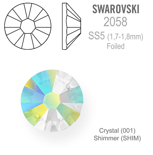 SWAROVSKI 2058 FOILED velikost SS5 barva Crystal Shimmer