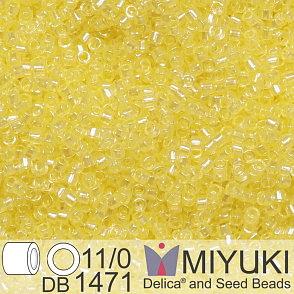 Korálky Miyuki Delica 11/0. Barva Transparent Pale Yellow Luster DB1471. Balení 5g.