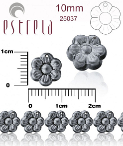 Korálky VOSKOVANÉ tvar KYTIČKA velikost 10mm. Přímý otvor. Barva 25037 (HEMATITOVÁ). Balení 10Ks.