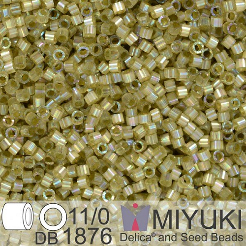 Korálky Miyuki Delica 11/0. Barva Silk Inside Dyed Cactus AB DB1876. Balení 5g.