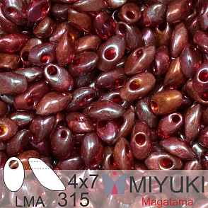 Korálky MIYUKI tvar Long MAGATAMA velikost 4x7mm. Barva LMA-315 Burgundy Gold Luster. Balení 5g.