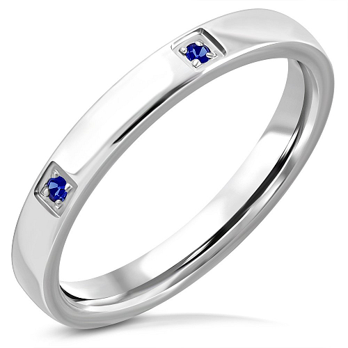 Ocelový prsten RRR 542 s modrými kamínky o velikosti 9