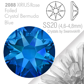 SWAROVSKI  XIRIUS Rose 2088 Foiled. Barva Crystal Bermuda Blue velikost SS20 (4,6-4,8mm). Balení 15Ks.