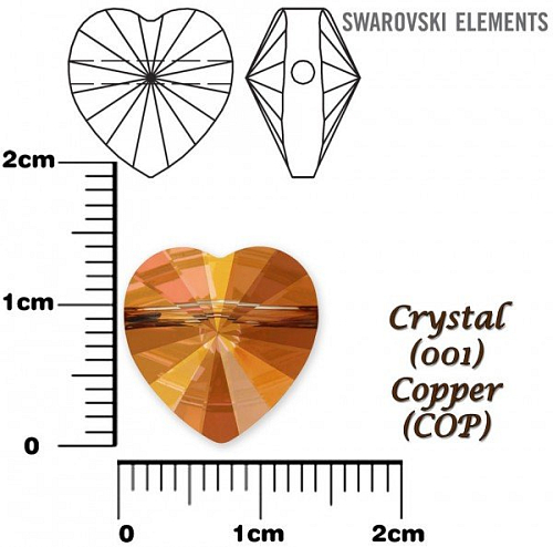 SWAROVSKI KORÁLKY Heart Bead barva CRYSTAL COPPER velikost 14mm