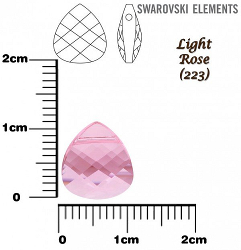 SWAROVSKI Flat Briolette 6012 barva LIGHT ROSE velikost 11,0x10,0mm.
