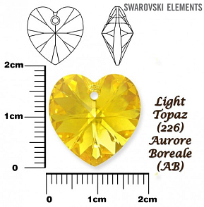 SWAROVSKI Heart Pendant barva LIGHT TOPAZ AURORE BOREALE velikost 18x17,5mm.