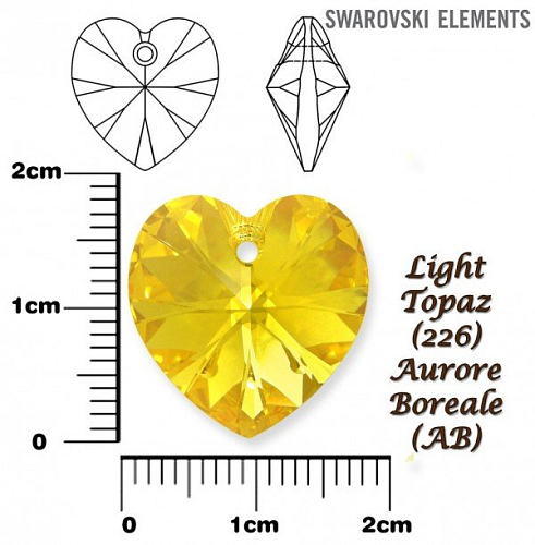 SWAROVSKI Heart Pendant barva LIGHT TOPAZ AURORE BOREALE velikost 18x17,5mm.