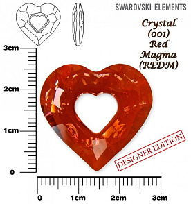 SWAROVSKI 6262 Miss U Heart barva CRYSTAL RED MAGMA velikost 26mm.