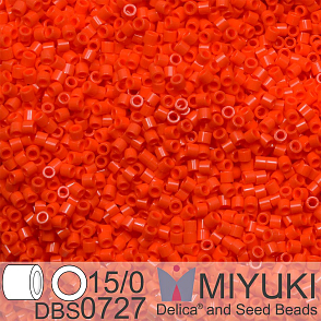 Korálky Miyuki Delica 15/0. Barva DBS 0727 Opaque Vermillion Red. Balení 2g.
