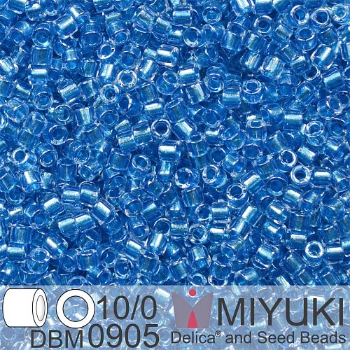 Korálky Miyuki Delica 10/0. Barva Spkl Blue Lined Crystal DBM0905. Balení 5g.