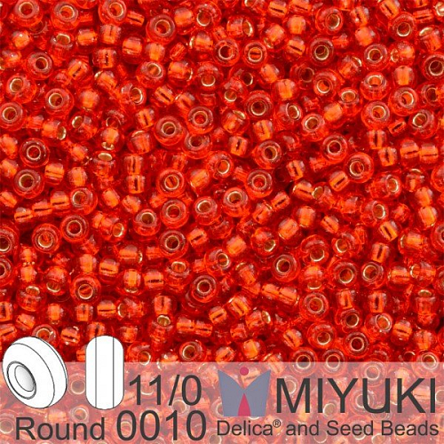 Korálky Miyuki Round 11/0. Barva 0010 S/L Flame Red . Balení 5g