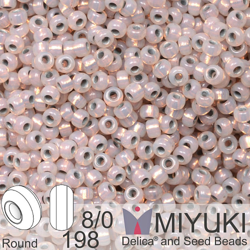 Korálky Miyuki Round 8/0. Barva 198 Copper Lined Opal. Balení 5g