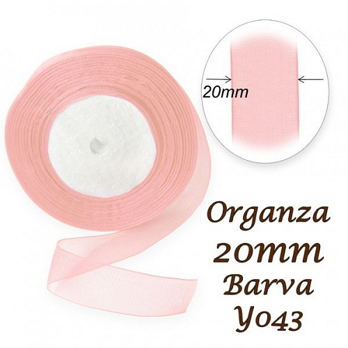 ORGANZA stuha šířka 20mm. Číslo Y043 barva RŮŽOVÁ. 