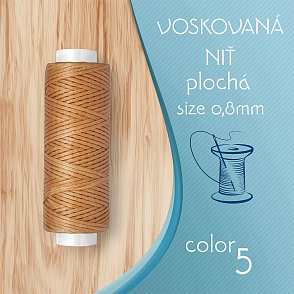 Voskovaná nit 0,8mm PLOCHÁ cívka 30m barva č.5 Dark Orange