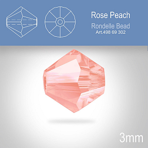 PRECIOSA Bicone (sluníčko) velikost 3mm. Barva ROSE PEACH. Balení 40ks