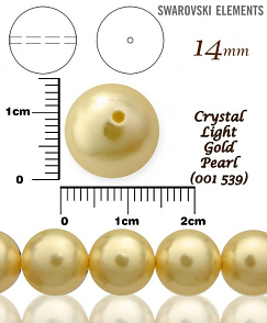SWAROVSKI 5811 Voskované Perle barva CRYSTAL LIGHT GOLD PEARL 539 velikost 14mm. 