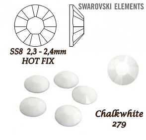 SWAROVSKI xilion rose HOT-FIX velikost SS8 barva CHALKWHITE