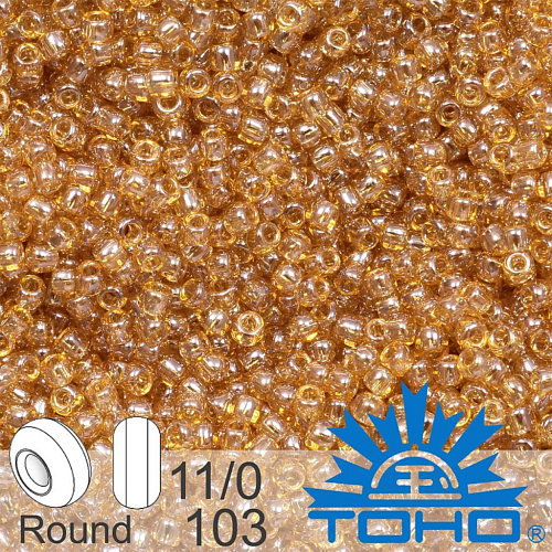 Korálky TOHO tvar ROUND (kulaté). Velikost 11/0. Barva č. 103-Transparent-Lustered Lt Topaz. Balení 8g.