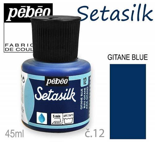 BARVY na HEDVÁBÍ barva modrá Gitane č.12.Výrobce PEBEO 45ml.