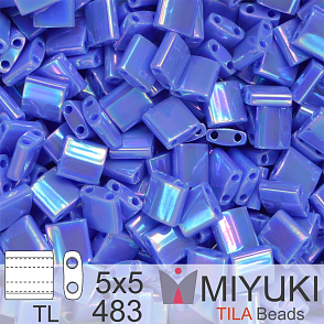 Korálky MIYUKI tvar TILA BEADS velikost 5x5mm. Barva TL-483 Opaque Periwinkle AB. Balení 5g.