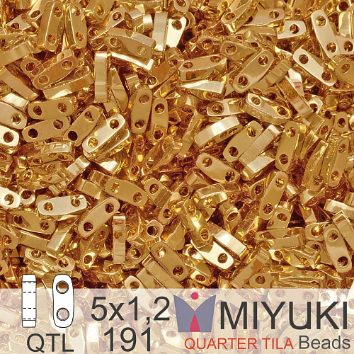 Korálky Miyuki QuarterTila. Barva 24kt Gold Plated QTL 191 Balení 3g