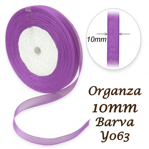 ORGANZA stuha šířka 10mm. Číslo Y063 barva FIALOVÁ. 