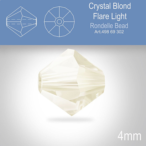 PRECIOSA Bicone MC BEAD (sluníčko) velikost 4mm. Barva CRYSTAL BLOND FLARE LIGHT. Balení 30ks .