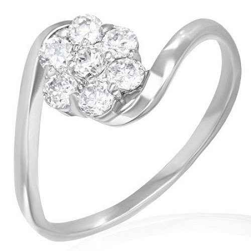Prsten CHIRURGICKÁ OCEL ozn. RCZ 115 prsten s krystalovými kamínky velikost 9