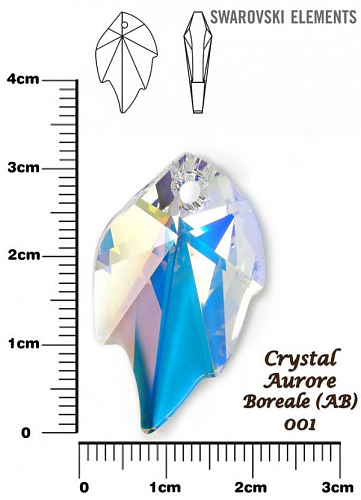 SWAROVSKI Leaf Pendant barva CRYSTAL AURORE BOREALE velikost 32x20mm.