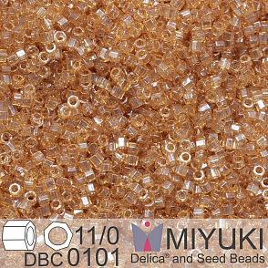 Korálky Miyuki Delica (fazetované) 11/0. Barva Transparent Light Topaz Listr Cut DBC0101. Balení 3g.