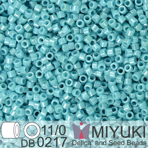 Korálky Miyuki Delica 11/0. Barva Op Turquoise Green Luster  DB0217. Balení 5g.