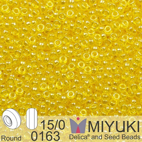 Korálky Miyuki Round 15/0. Barva 0163 Tr Yellow Luster. Balení 5g