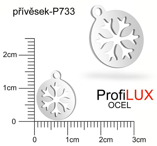 Přívěsek Chirurgická Ocel ozn-P733 medailon VLOČKA velikost pr.12mm. Řada přívěsků ProfiLUX