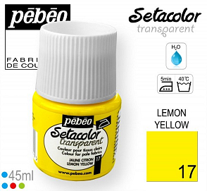 Barva na Textil SETACOLOR Transparent Pebeo. barva č. 17 LEMON YELLOW. Balení 45ml. 
