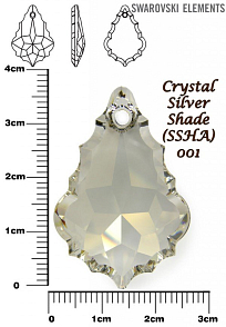 SWAROVSKI 6091 Baroque Pendant barva CRYSTAL SILVER SHADE velikost 38mm