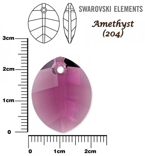 SWAROVSKI Pure Leaf Pendant barva Amethyst velikost 23mm.