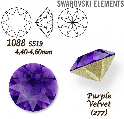 SWAROVSKI ELEMENTS 1088 XIRIUS Chaton SS19 (4,40-4,60mm) barva Purple Velvet (277).