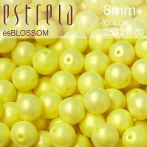Korálky esBLOSSOM voskované tvar kulatý. Velikost 8mm. Barva 25121-70 (žlutá+listr). Balení 15ks na návleku. 