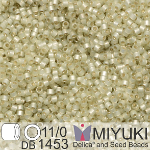Korálky Miyuki Delica 11/0. Barva Silverlined Pale Lime Opal DB1453. Balení 5g.